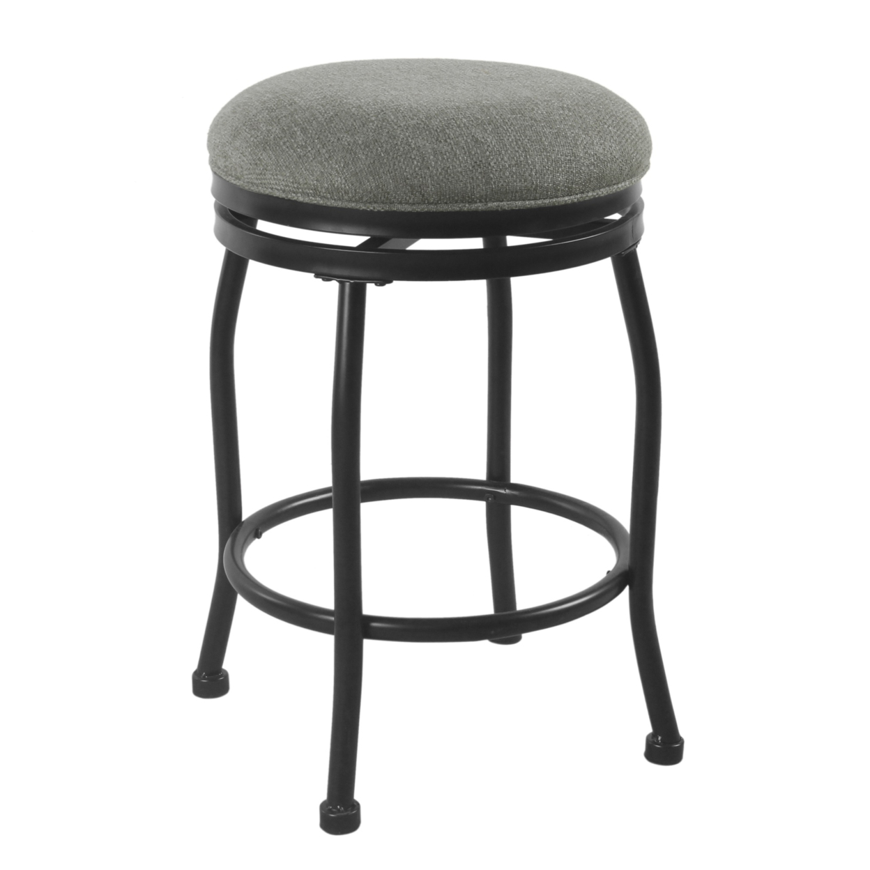 Metal Counter Stool With Swivelling Fabric Padded Seat, Gray And Black- Saltoro Sherpi