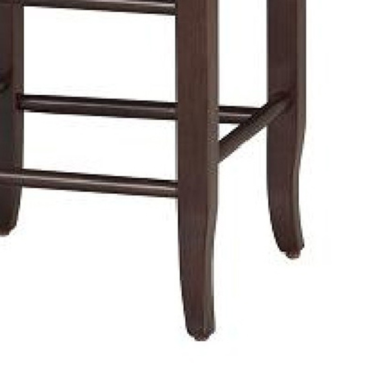 Rush Woven Wooden Frame Counter Stool With Saber Legs, Beige And Dark Brown- Saltoro Sherpi