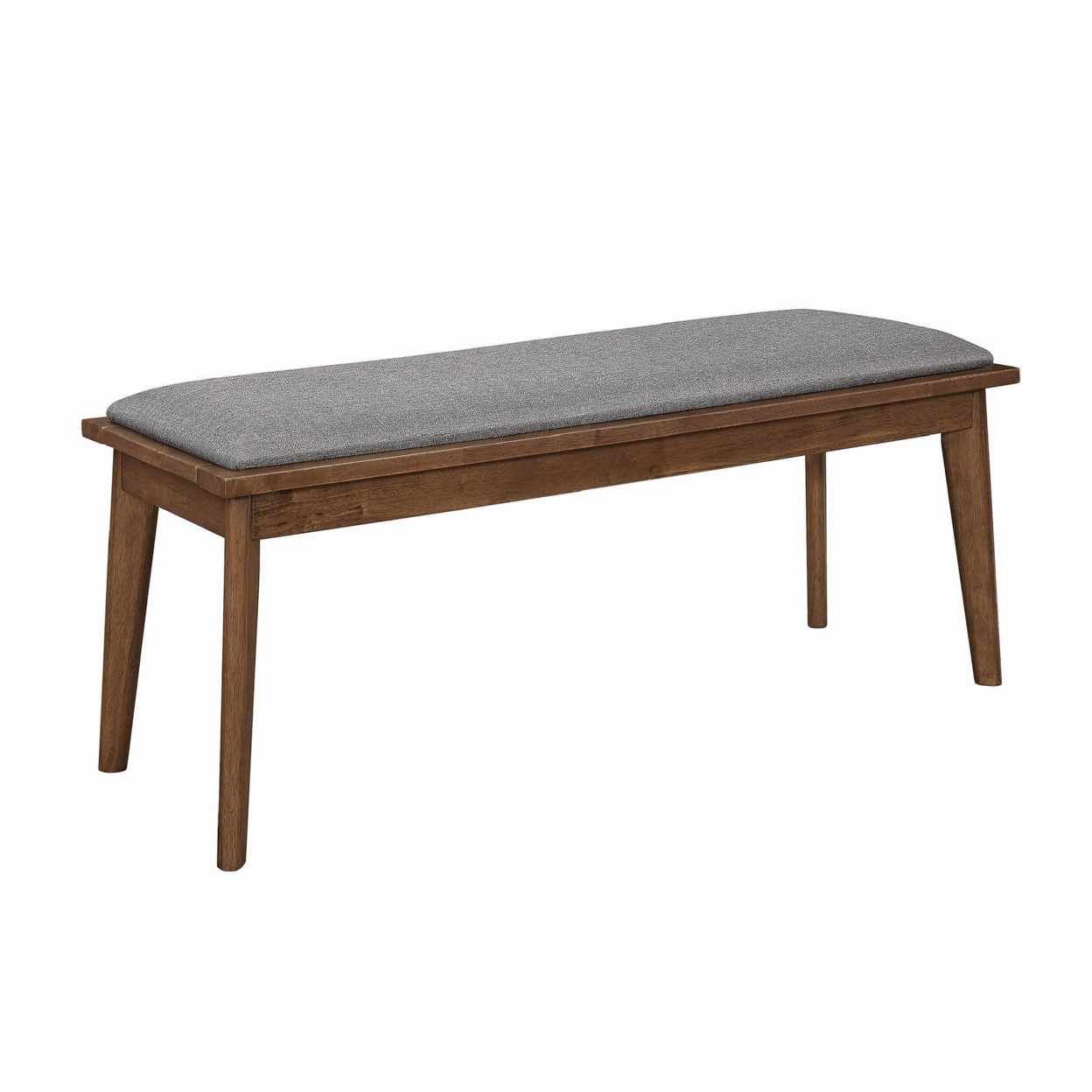 Fabric Upholstered Wooden Bench With Chamfered Legs, Gray And Brown- Saltoro Sherpi