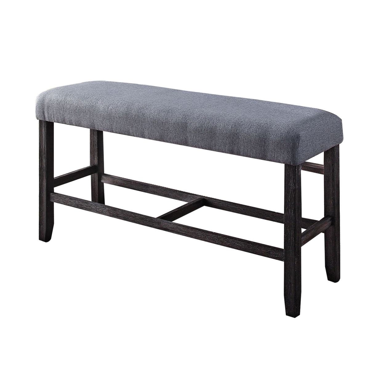 Rectangular Fabric Counter Height Bench With Padded Seat, Brown And Blue- Saltoro Sherpi