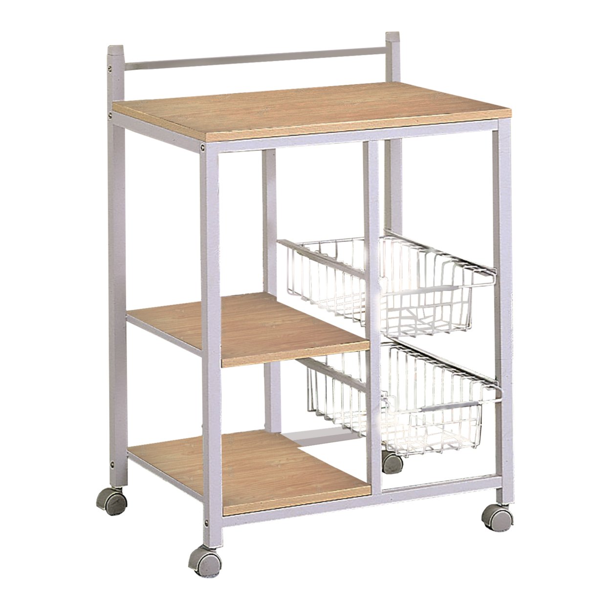 Kitchen Cart With 3 Shelves & 2 Storage Compartments, Brown And White- Saltoro Sherpi