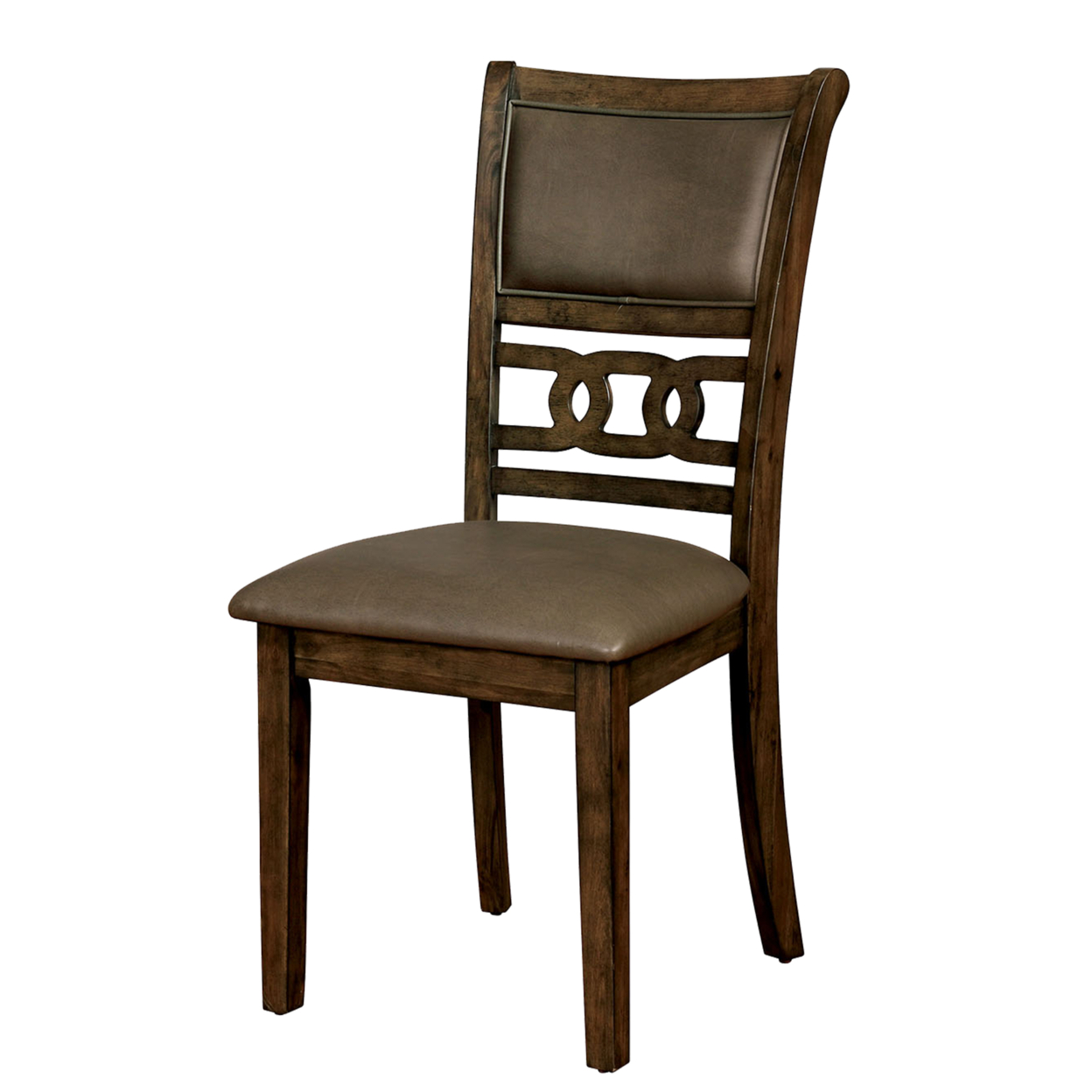 Transitional Faux Leather And Solid Wood Side Chair, Pack Of Two, Brown- Saltoro Sherpi