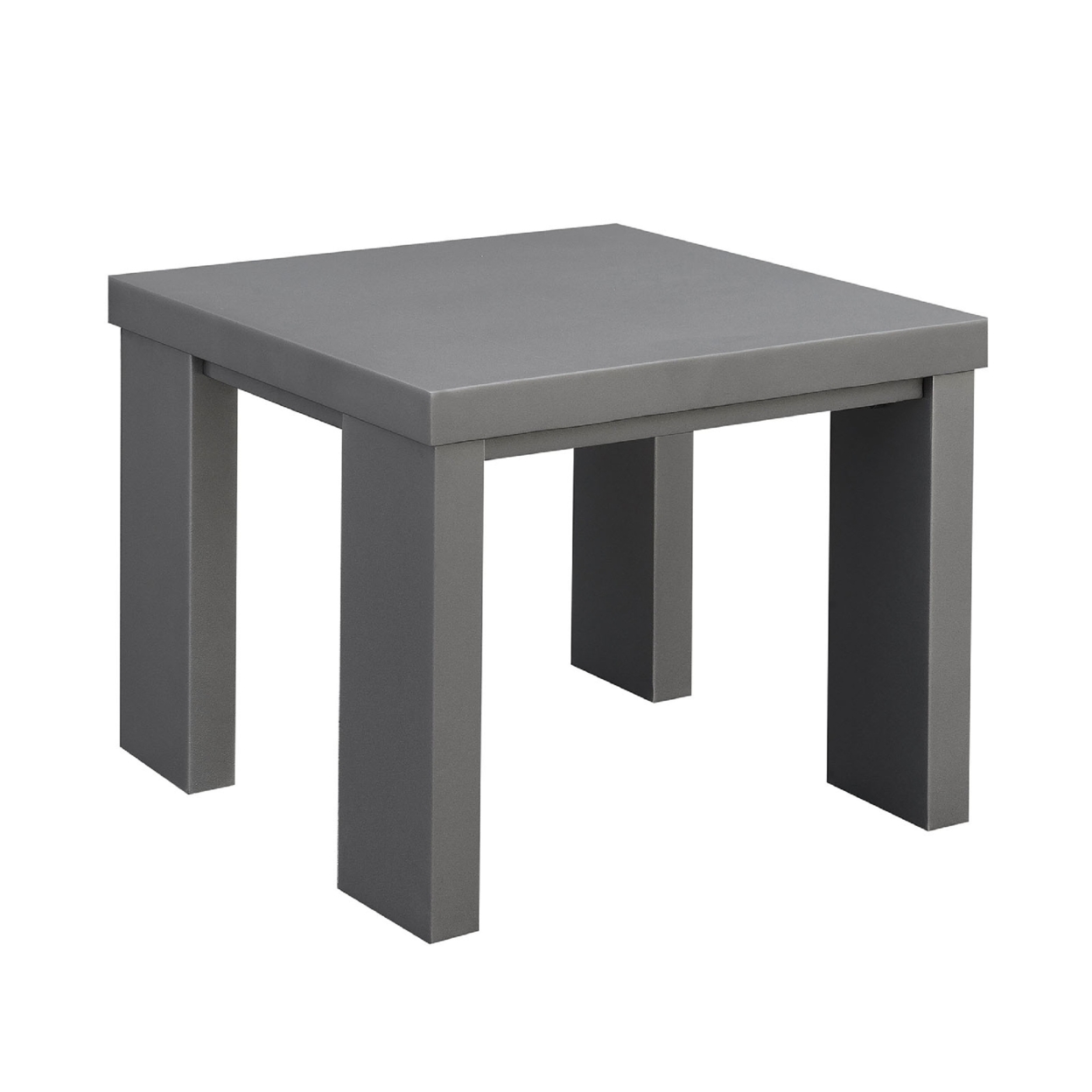 Aluminum Framed End Table With Plank Style Top, Gray- Saltoro Sherpi