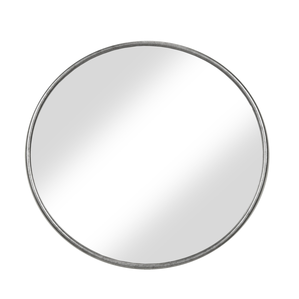 Contemporary Style Round Metal Framed Wall Mirror, Large, Antique Silver- Saltoro Sherpi