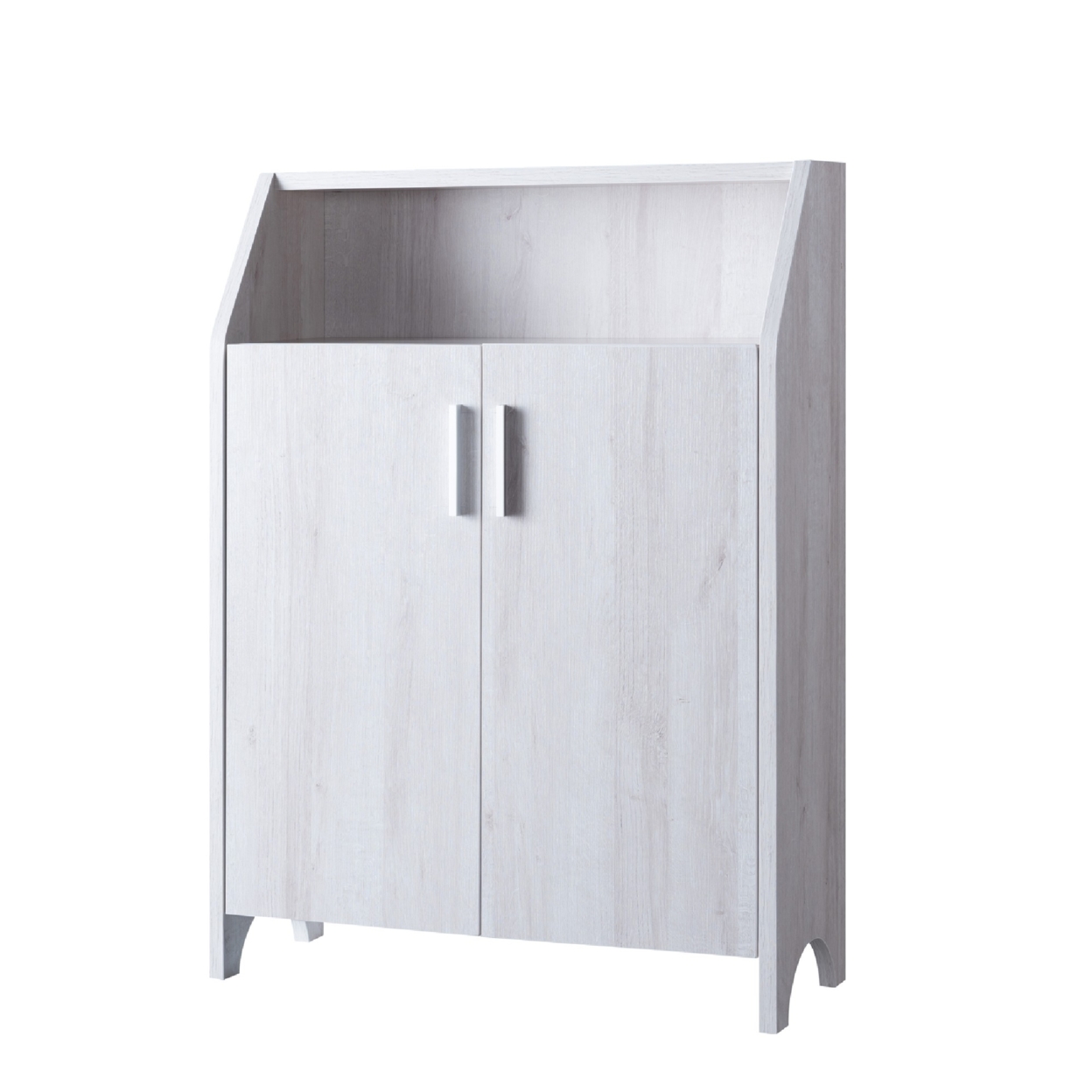 2 Door Wooden Shoe Cabinet With Top Shelf Storage, White- Saltoro Sherpi