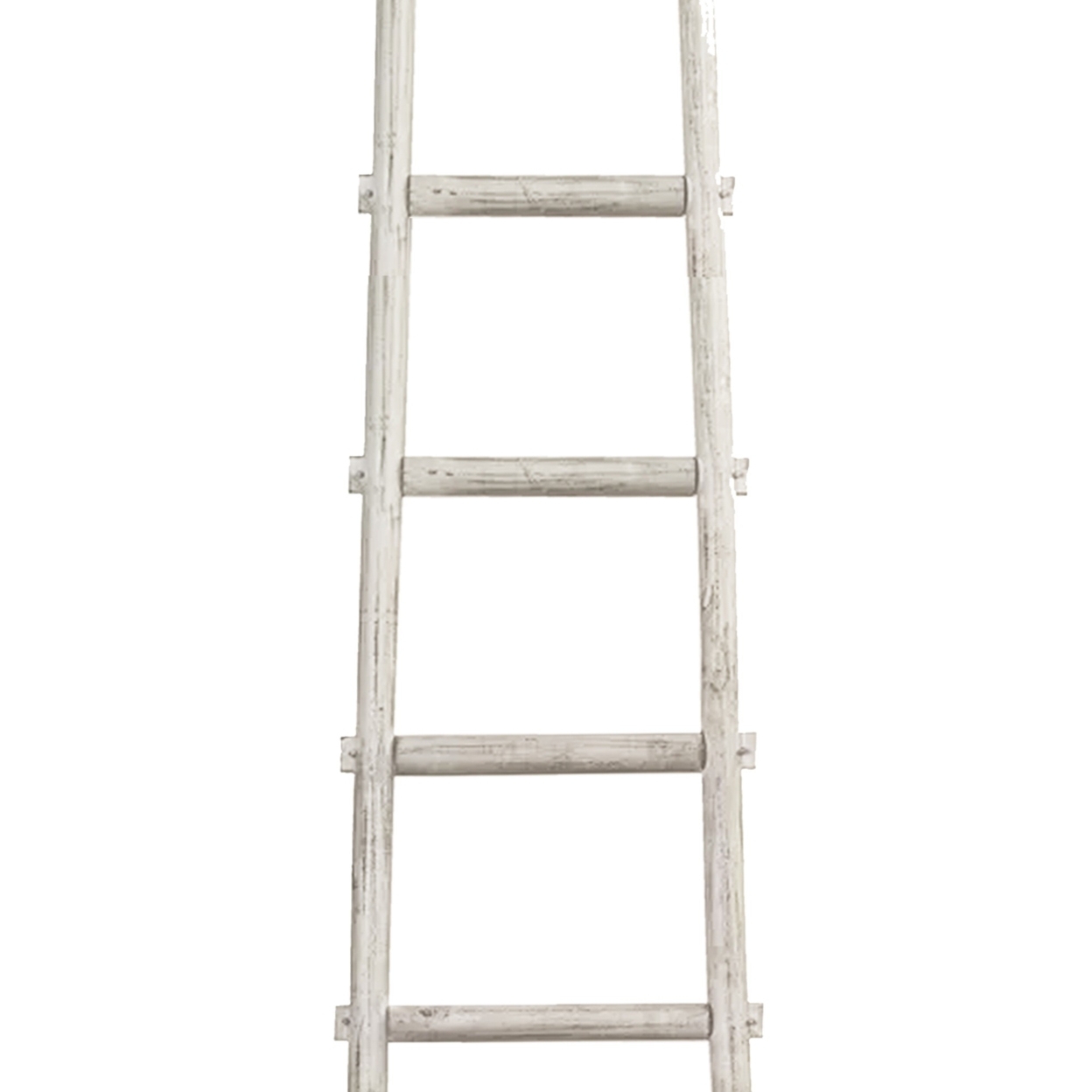 Transitional Style Wooden Decor Ladder With 6 Steps, White- Saltoro Sherpi
