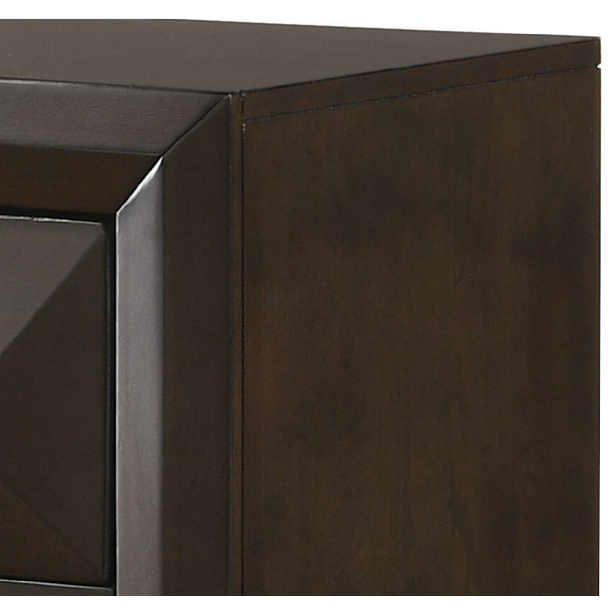 Wooden Nightstand With Dramatic Bevel Drawer Fronts, Espresso Brown- Saltoro Sherpi
