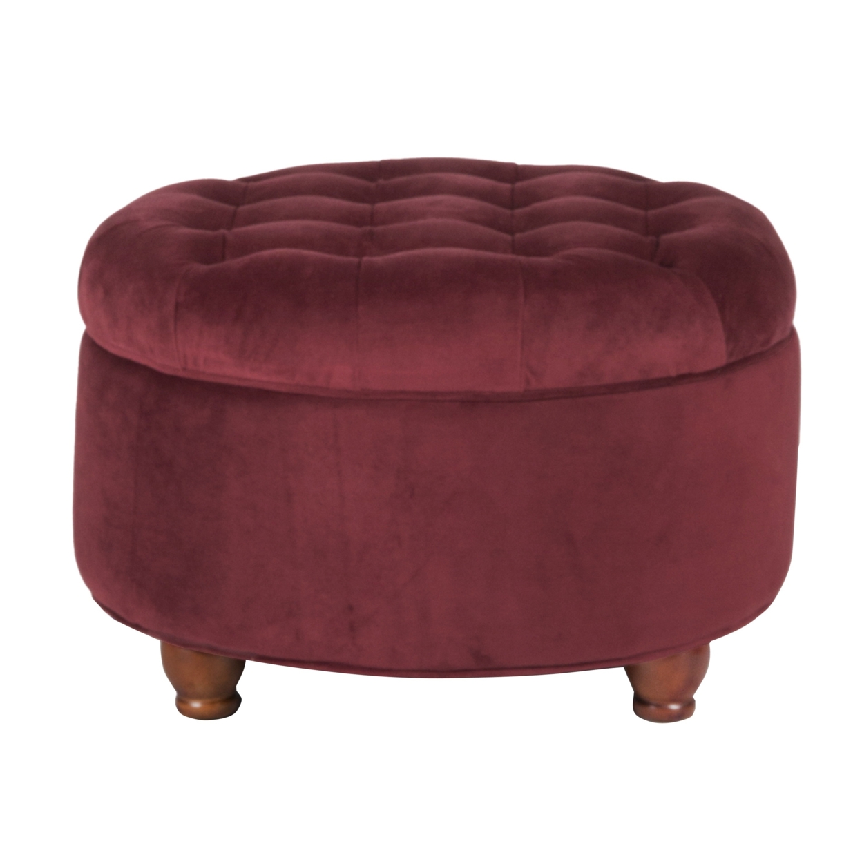 Velvet Upholstered Wooden Ottoman With Tufted Lift Off Lid Storage, Red- Saltoro Sherpi