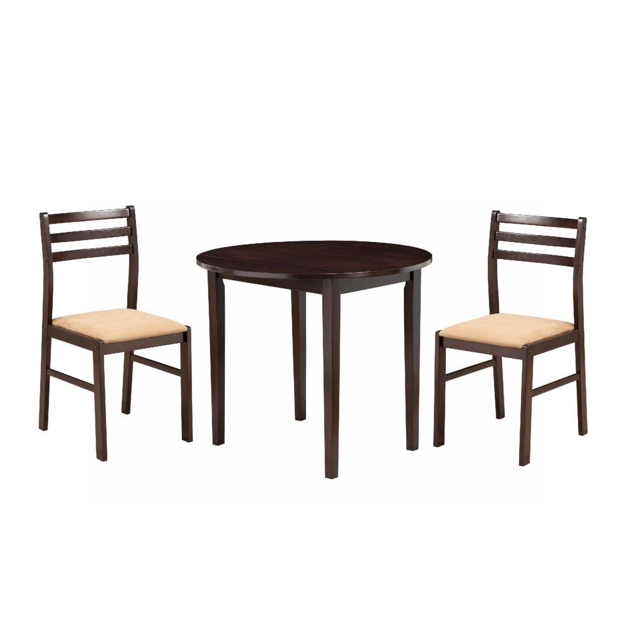 Transitional Style 3 Piece Wooden Dining Table And Chair Set, Brown- Saltoro Sherpi