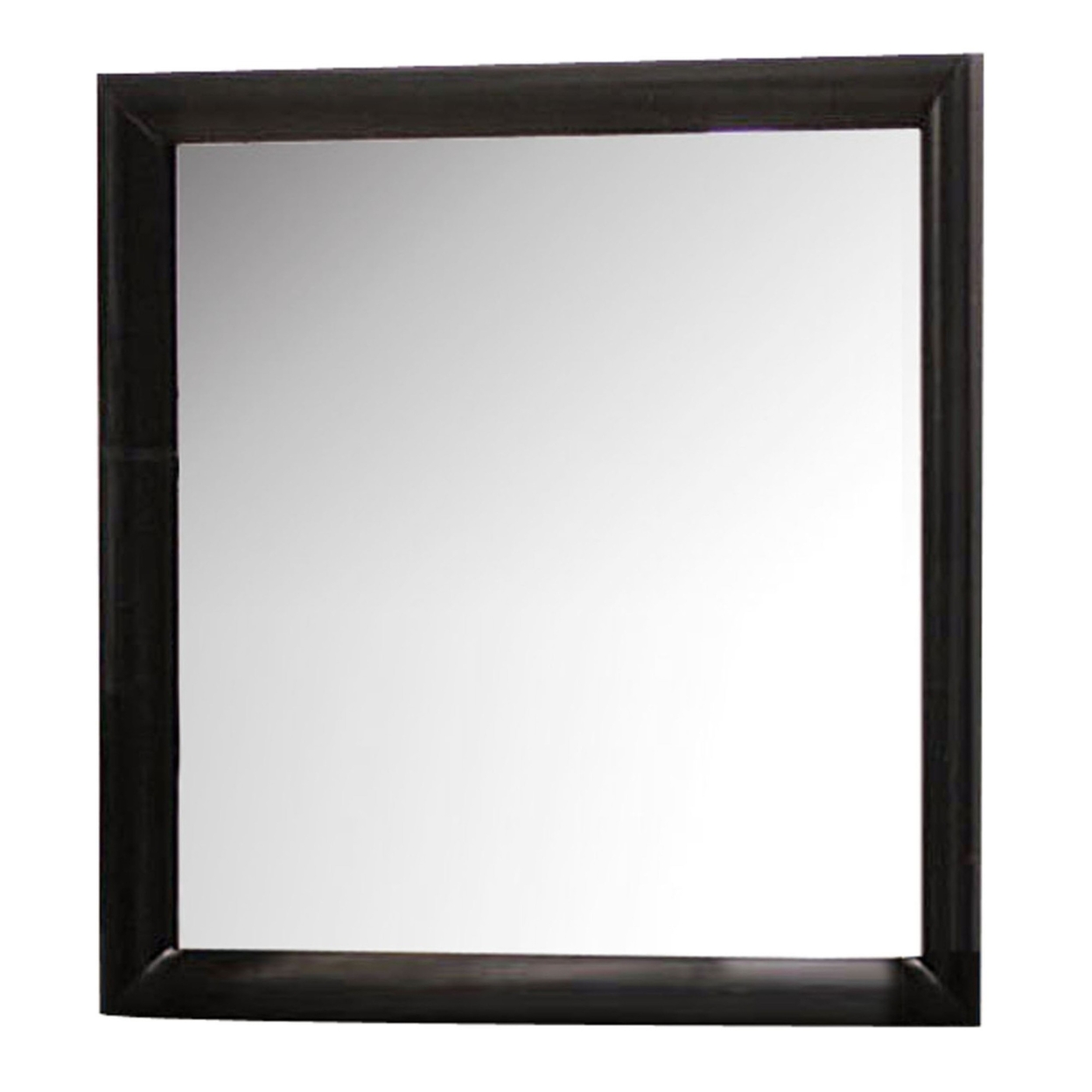 Contemporary Style Wooden Mirror With Beveled Edges, Silver And Black- Saltoro Sherpi