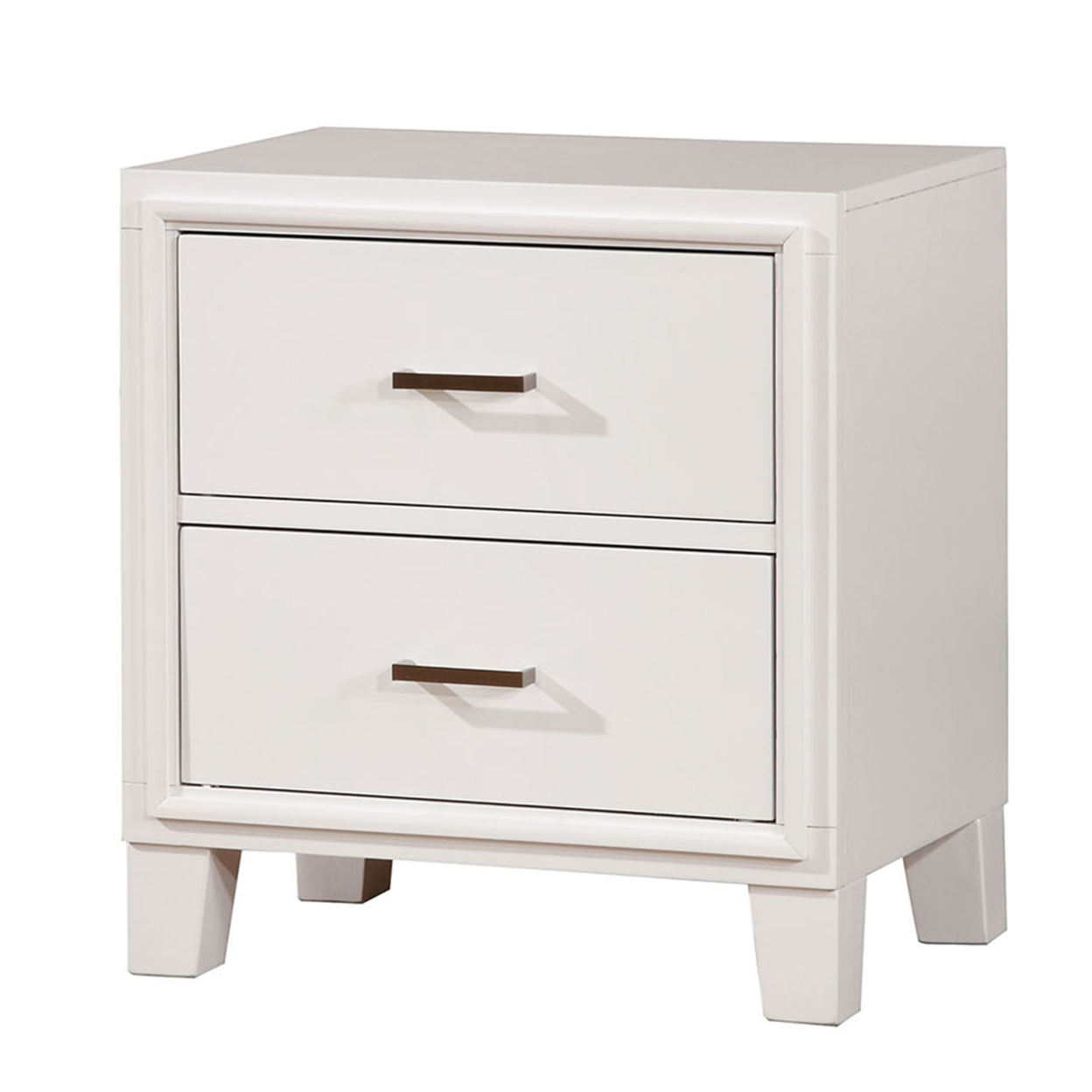 Transitional Solid Wood Night Stand With Drawers, White- Saltoro Sherpi