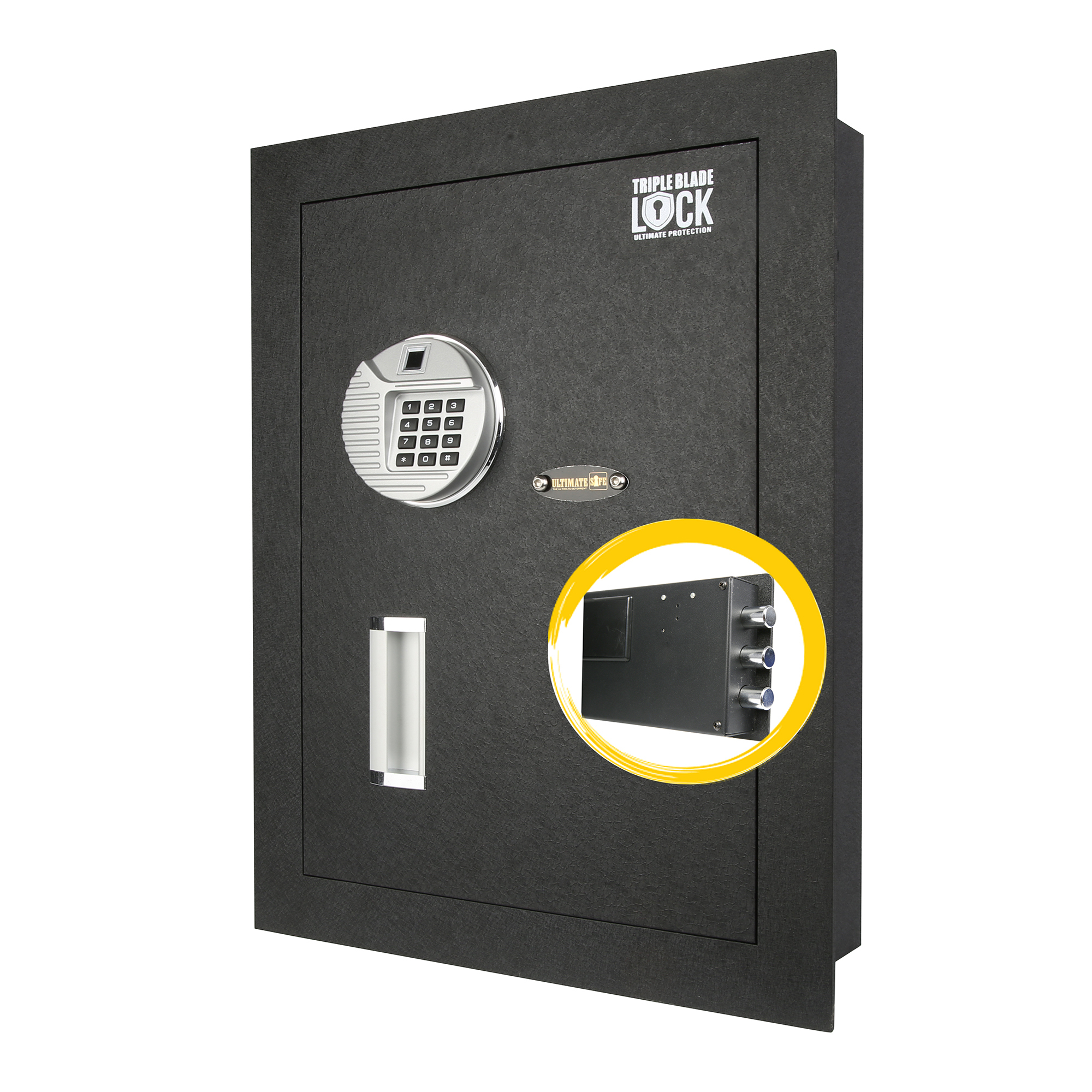 Ultimate Safe Hidden In Wall Safe With Biometric Fingerprint Sensor And Triple Blade Lock
