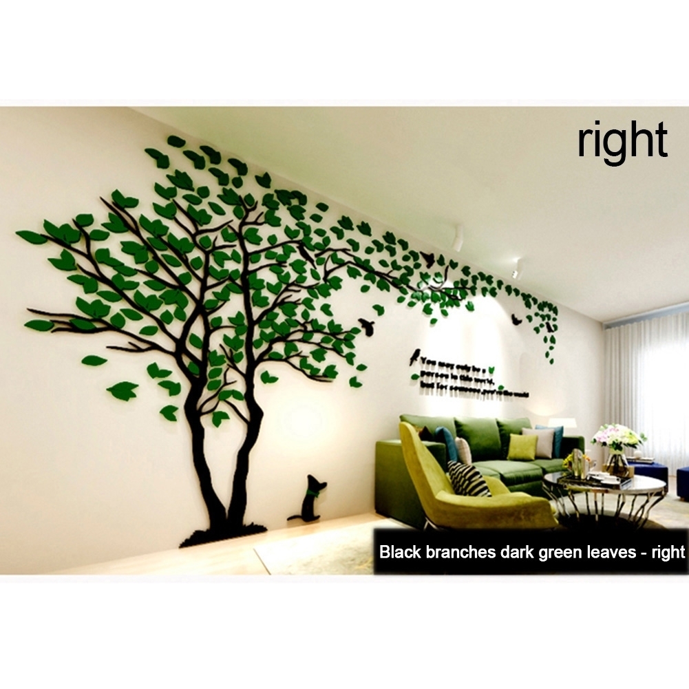 Acrylic Tree Leaves Mirror Wall Sticker DIY Living Room Decals Home Decoration - s