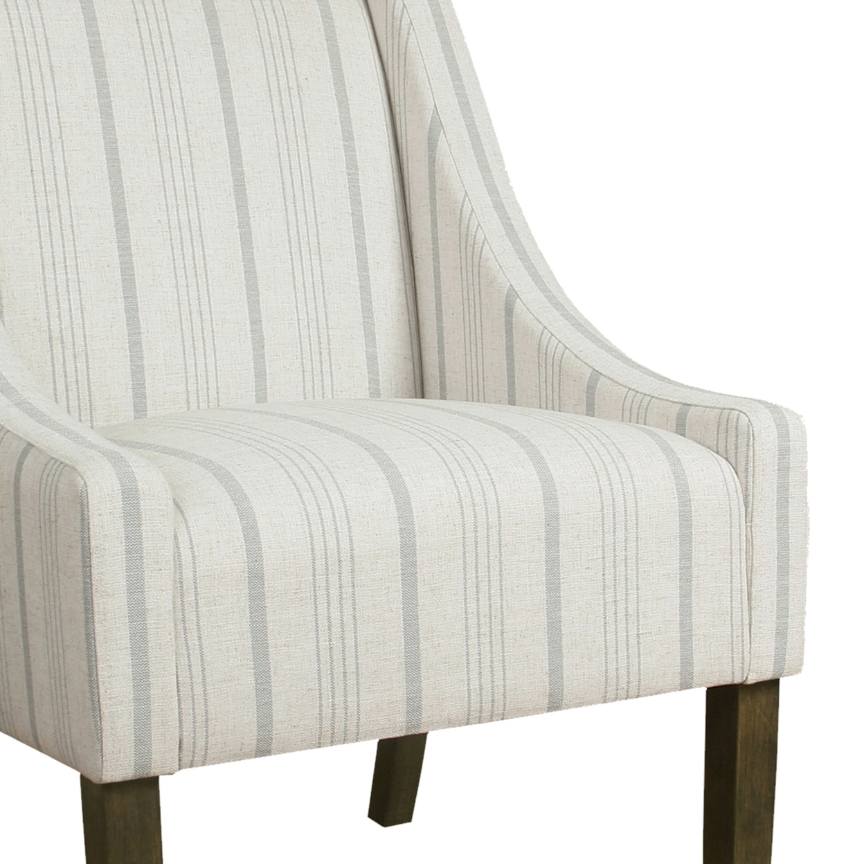 Fabric Upholstered Wooden Accent Chair With Stripe Pattern And Swooping Armrests, Multicolor- Saltoro Sherpi