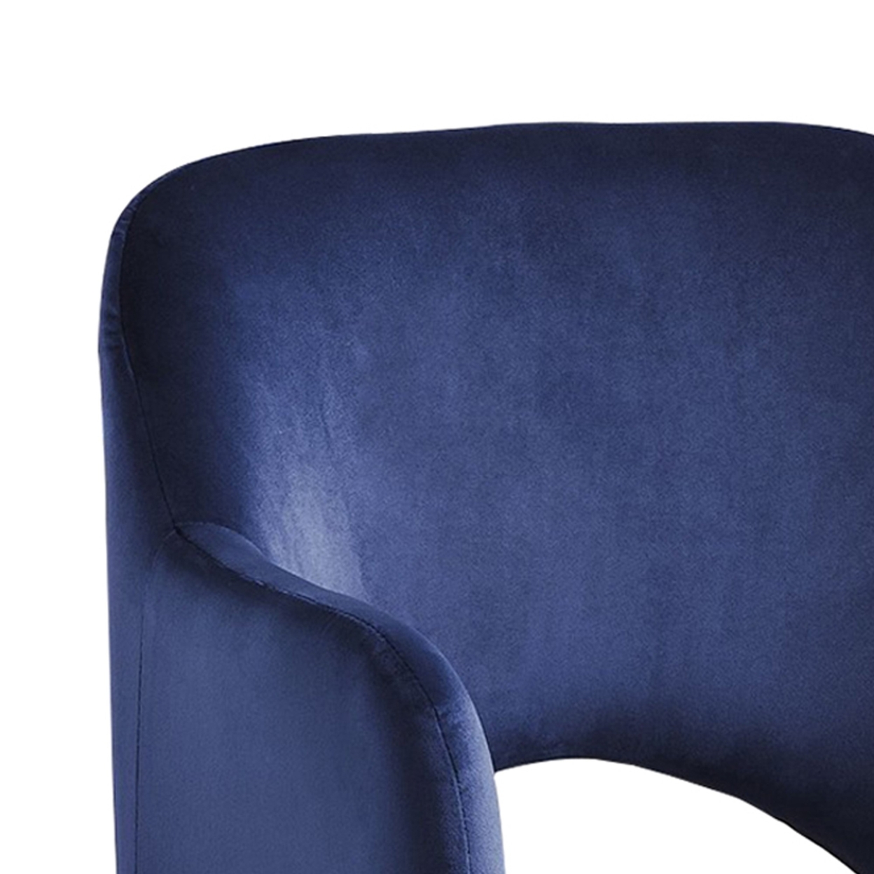 Velvet Padded Accent Chair With Open Back And Angled Legs, Blue And Gold- Saltoro Sherpi