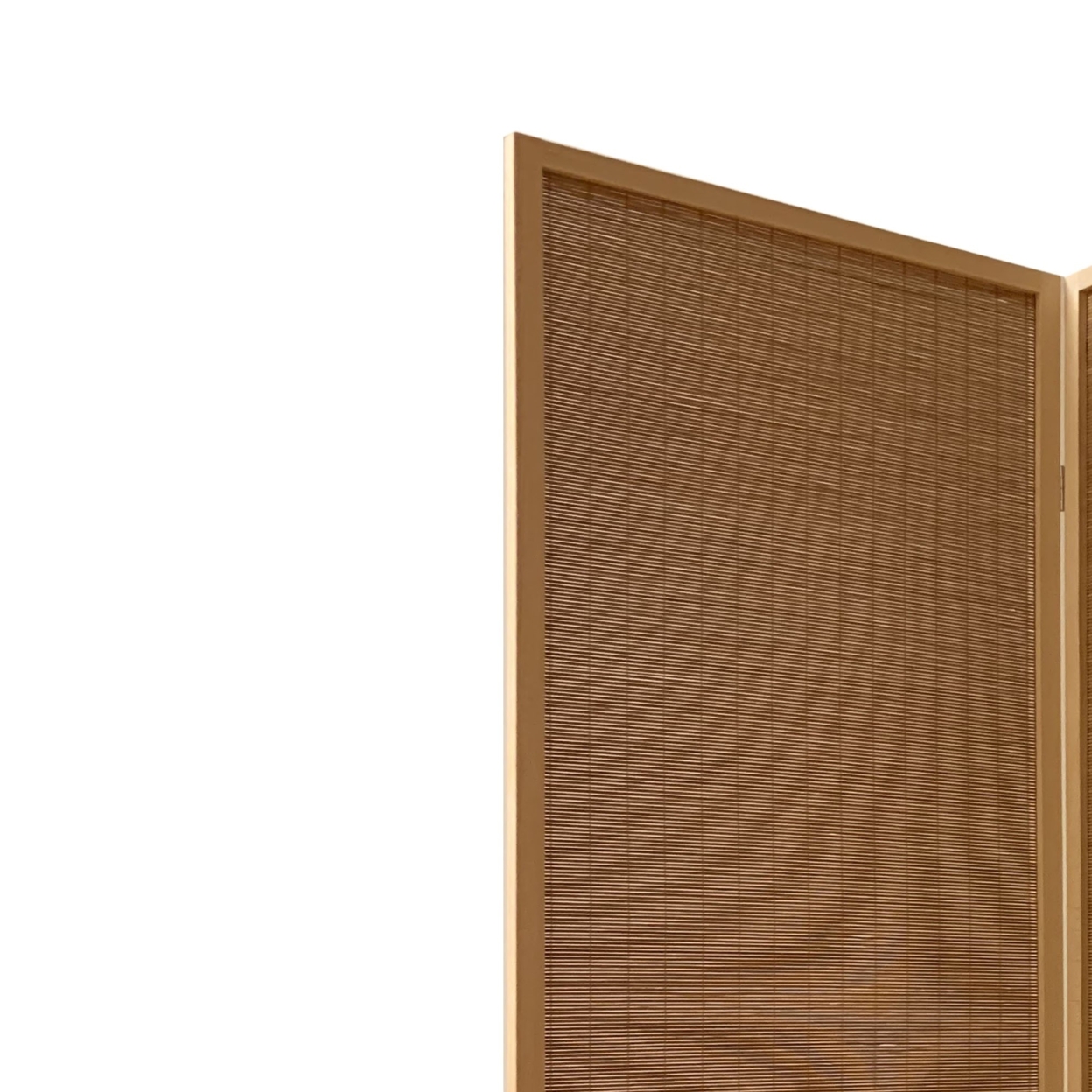 3 Panel Bamboo Shade Roll Room Divider, Natural Brown- Saltoro Sherpi