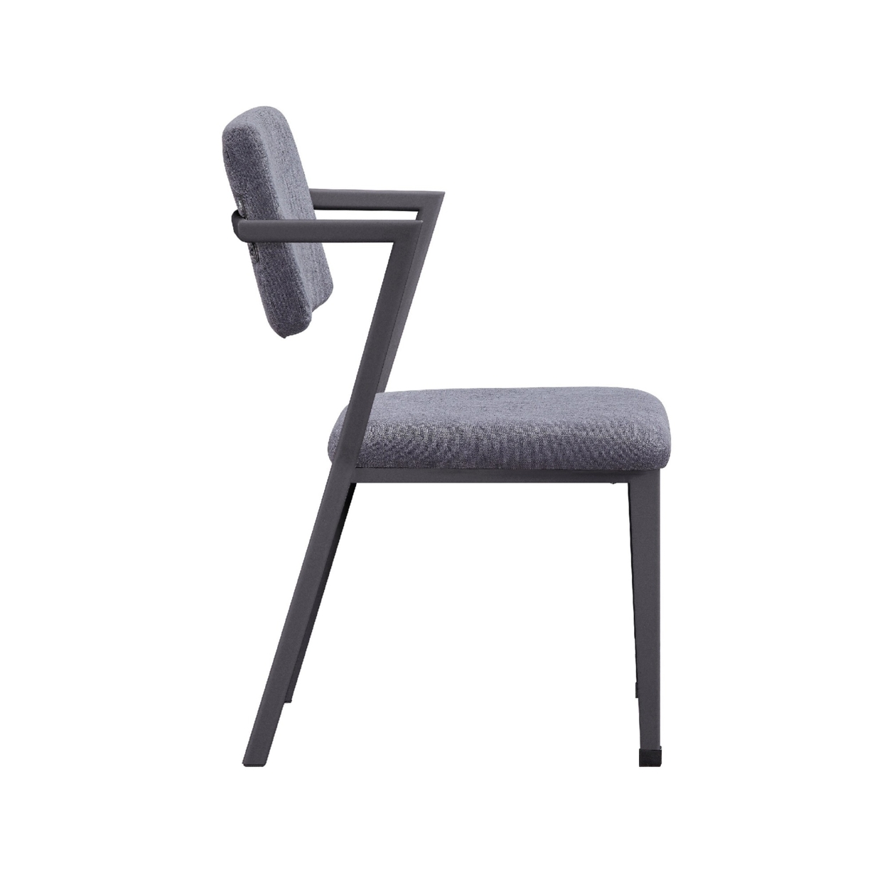 Fabric Upholstered Metal Dining Chair, Set Of 2, Gray And Black- Saltoro Sherpi