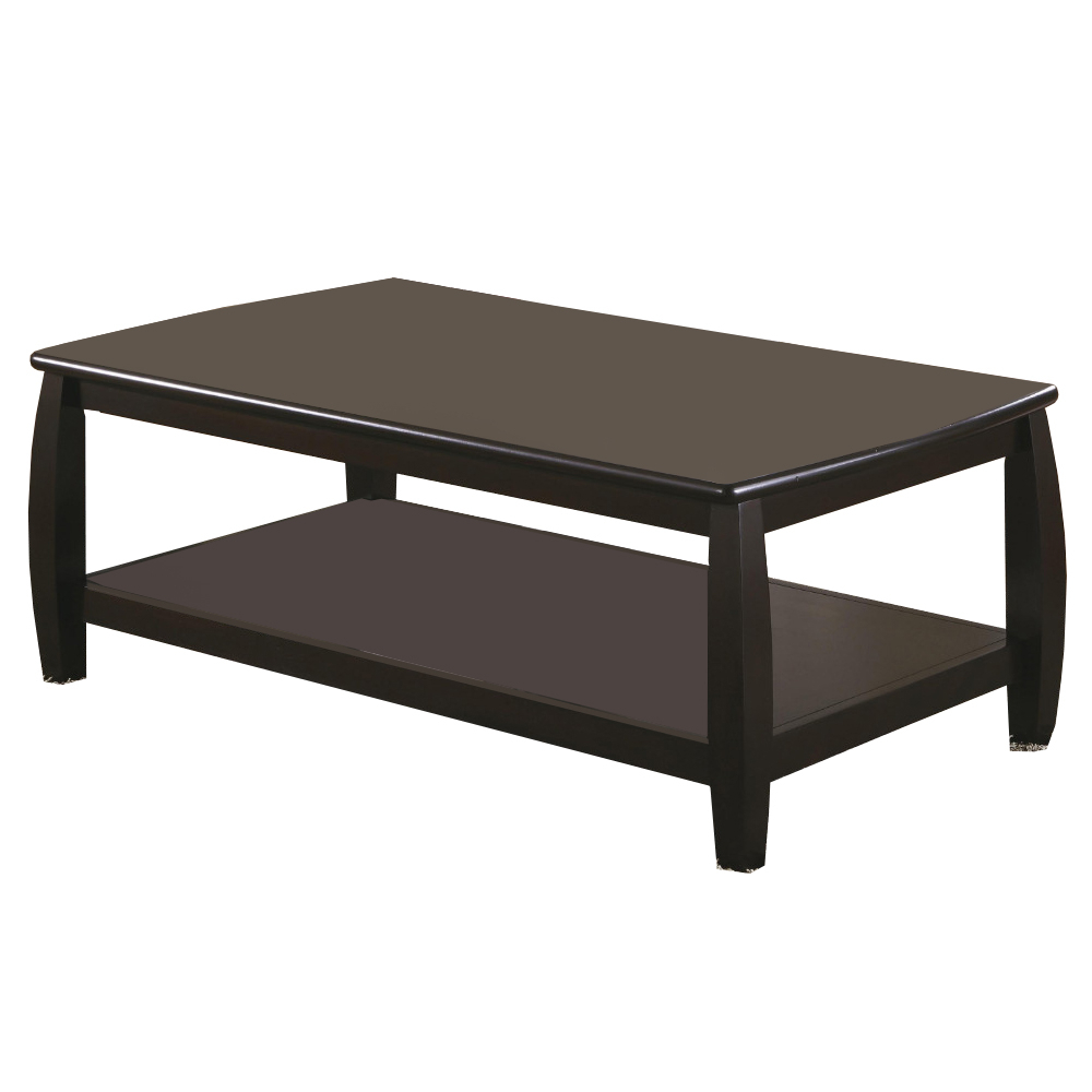 Contemporary Style Wooden Coffee Table With Slightly Rounded Shape, Dark Brown- Saltoro Sherpi