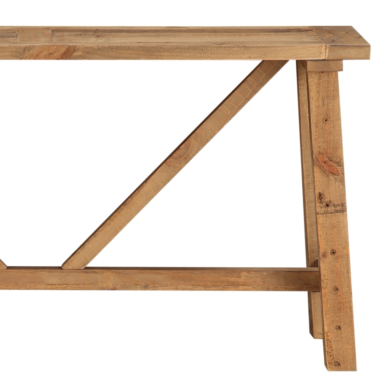 Pine Console Table With Trestle Reinforced Sawhorse Base, Brown- Saltoro Sherpi
