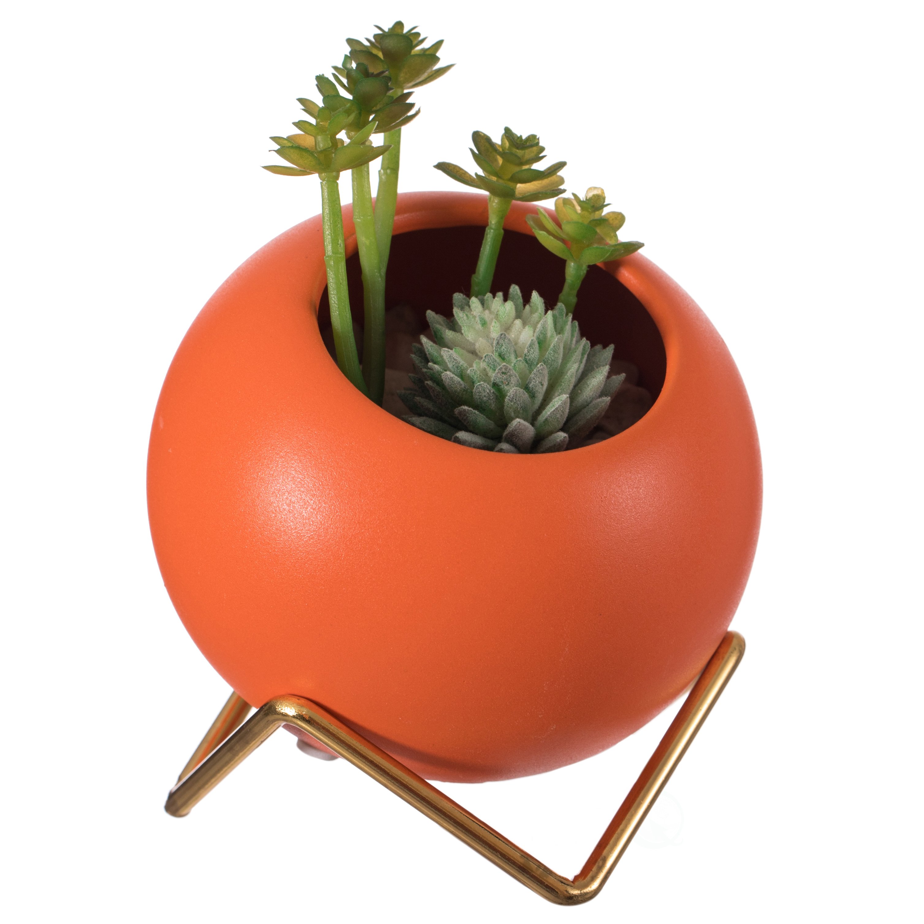 Small Modern Ceramic Flower Vase For Living Room, Home Office Table, Dining Room And Entryway - Orange