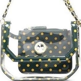 SCORE! Chrissy Small Designer Clear Crossbody Bag - Green And Gold