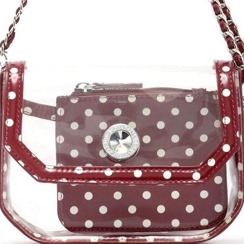 SCORE! Chrissy Small Designer Clear Crossbody Bag- Maroon And White