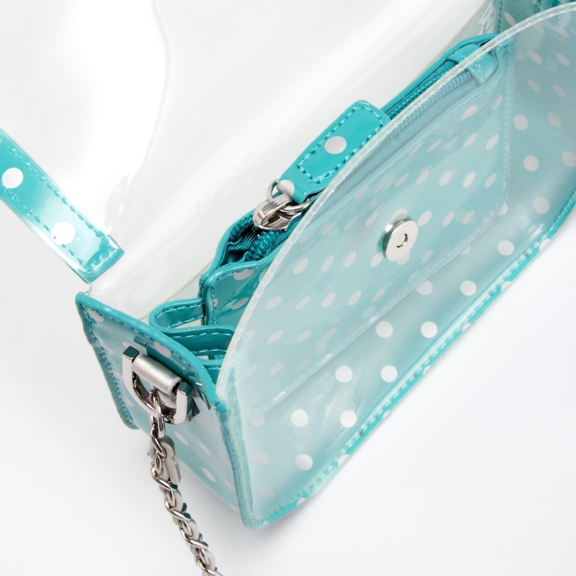 SCORE! Chrissy Small Designer Clear Crossbody Bag - Turquoise And Silver