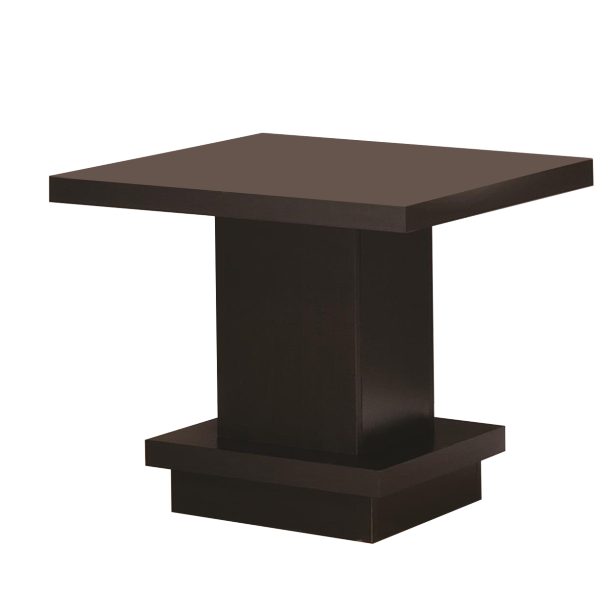 Contemporary End Table With Pedestal Base, Cappuccino Brown- Saltoro Sherpi