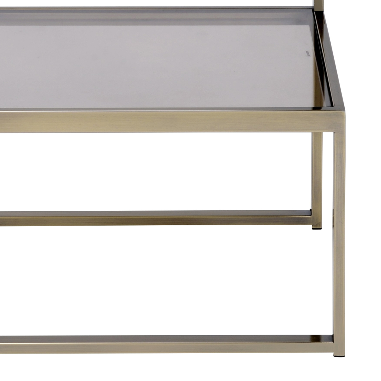 Modern Style Two Tiered Metal And Glass End Table, Gold And Clear- Saltoro Sherpi