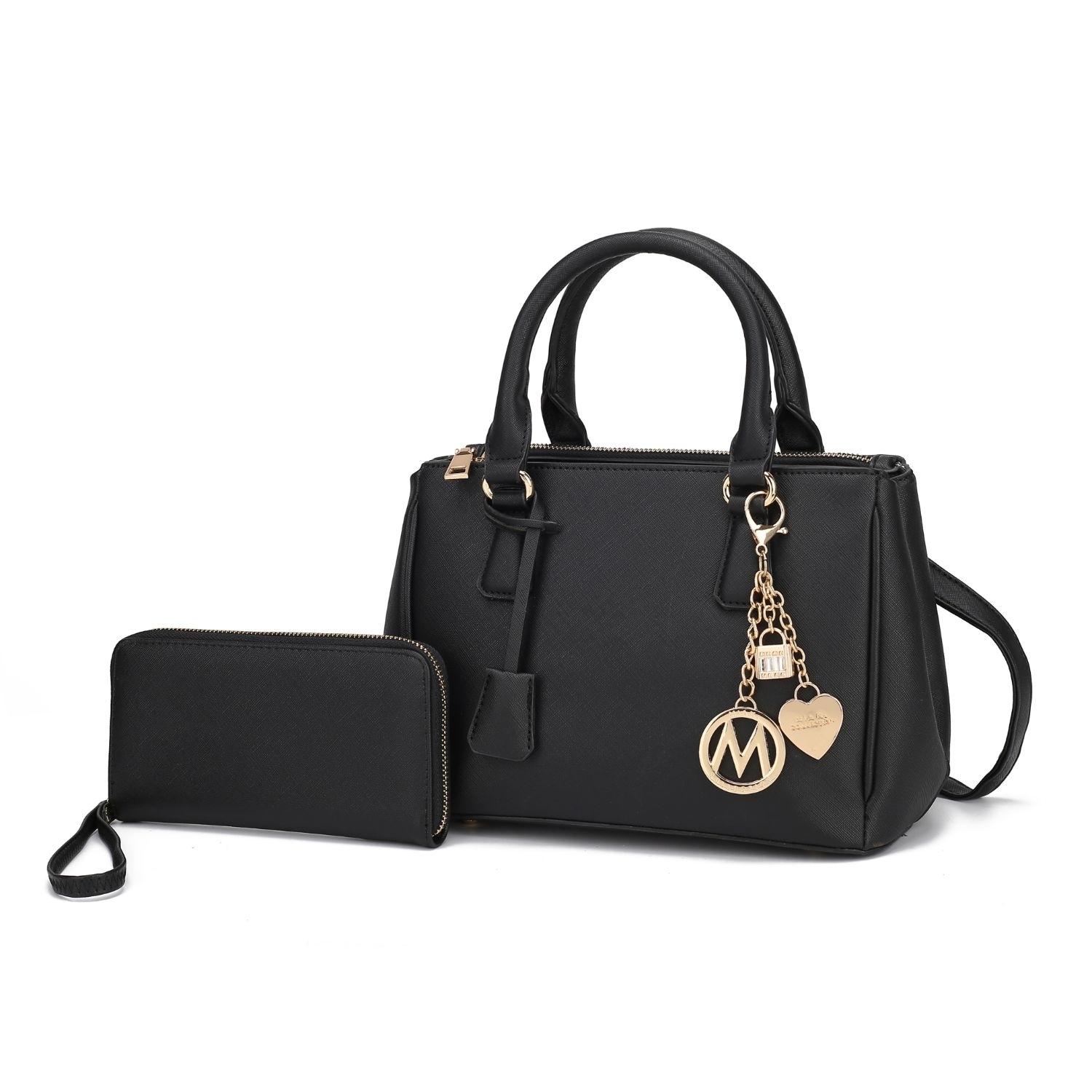 MKF Collection Cassandra Multi Compartment Satchel Handbag With Wallet By Mia K. - Charcoal