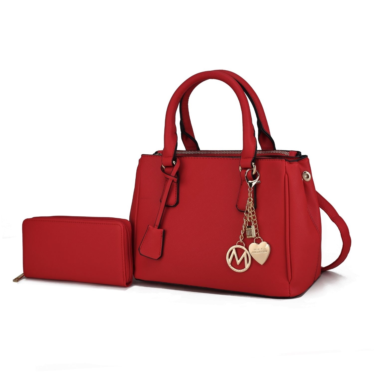 MKF Collection Cassandra Multi Compartment Satchel Handbag With Wallet By Mia K. - Red