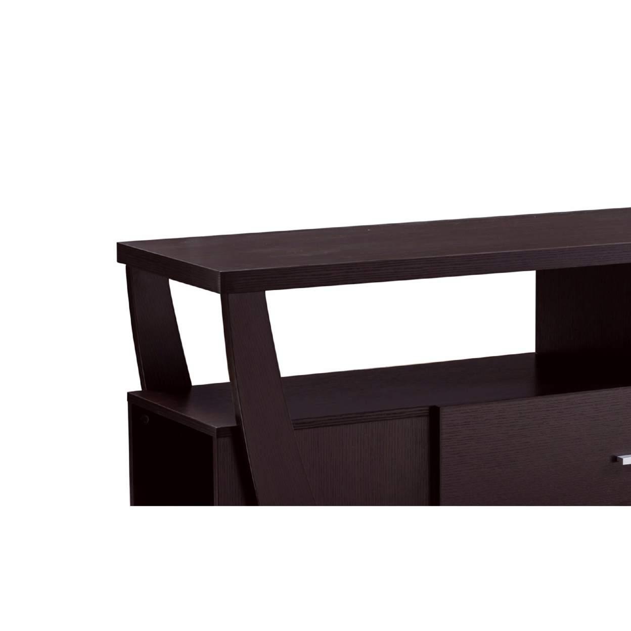 Modern Style TV Stand With 2 Open Shelves And 2 Side Shelves, Brown- Saltoro Sherpi