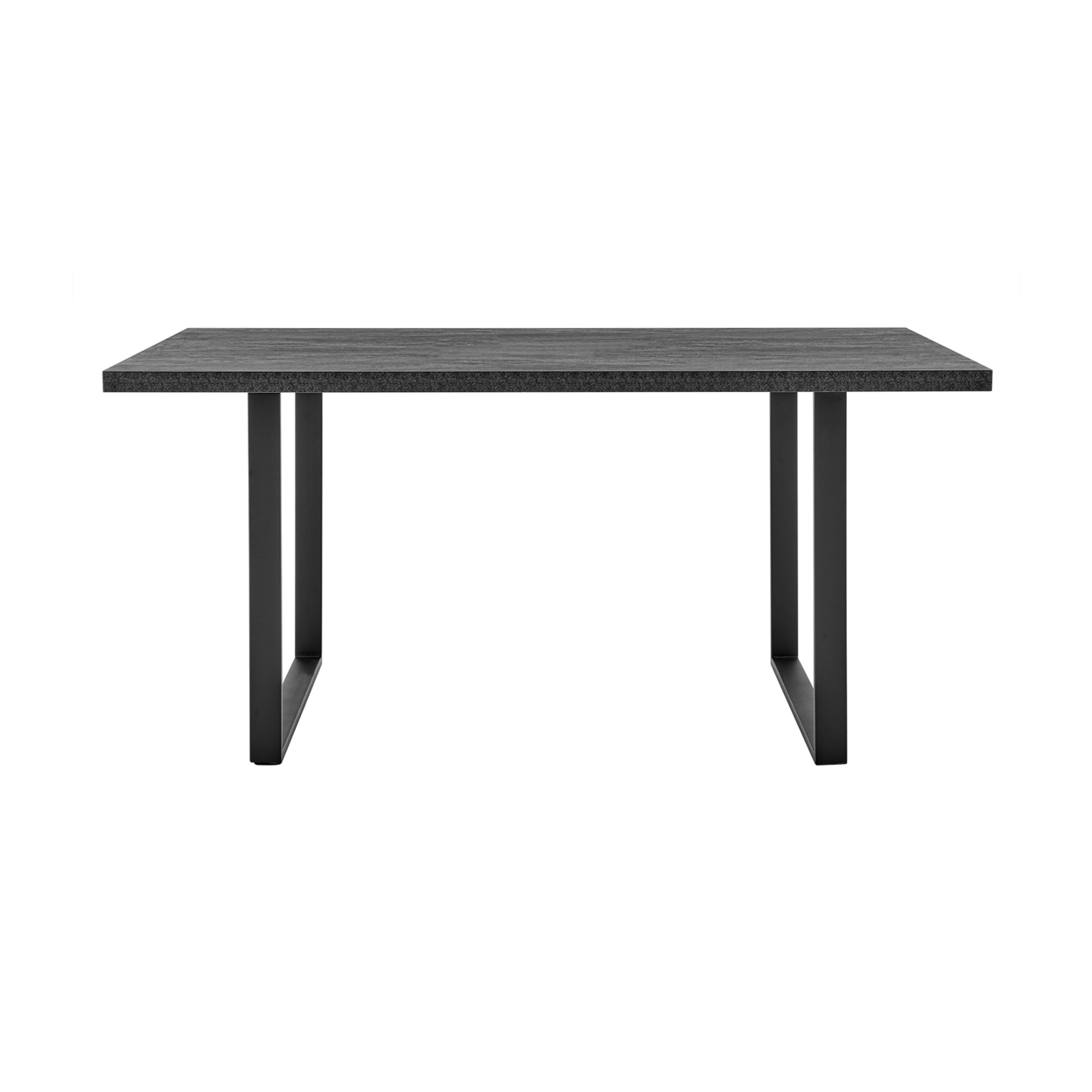 Dining Table With Wooden Top And Metal Sled Base, Gray And Black- Saltoro Sherpi