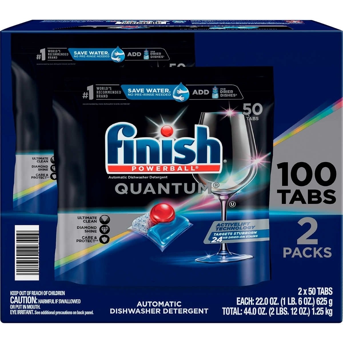 Finish Powerball Quantum Dishwasher Detergent, 50 Tabs (Pack Of 2)