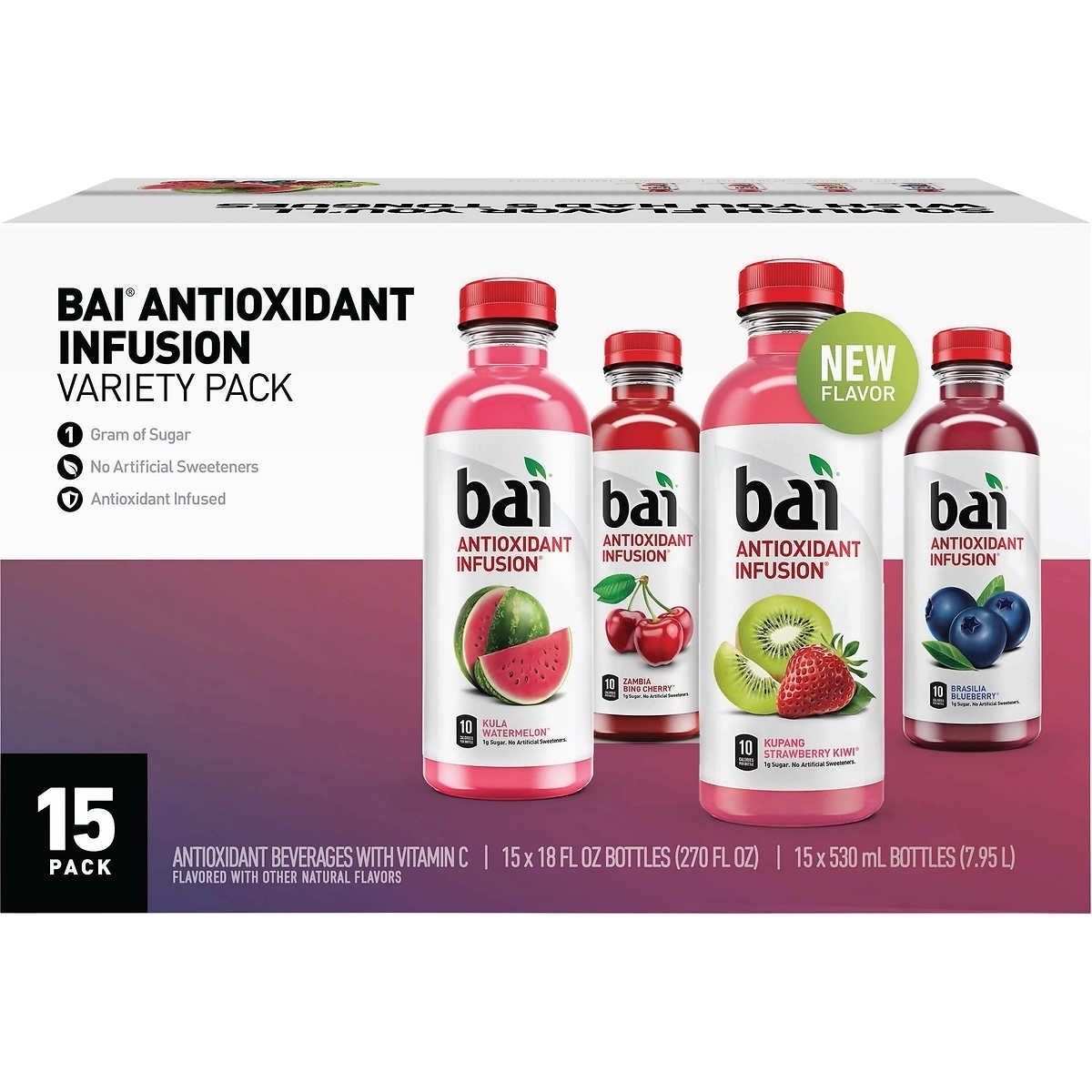 Bai Antioxidant Infusion Hillside Variety Pack, 18 Fluid Ounce (Pack Of 15)