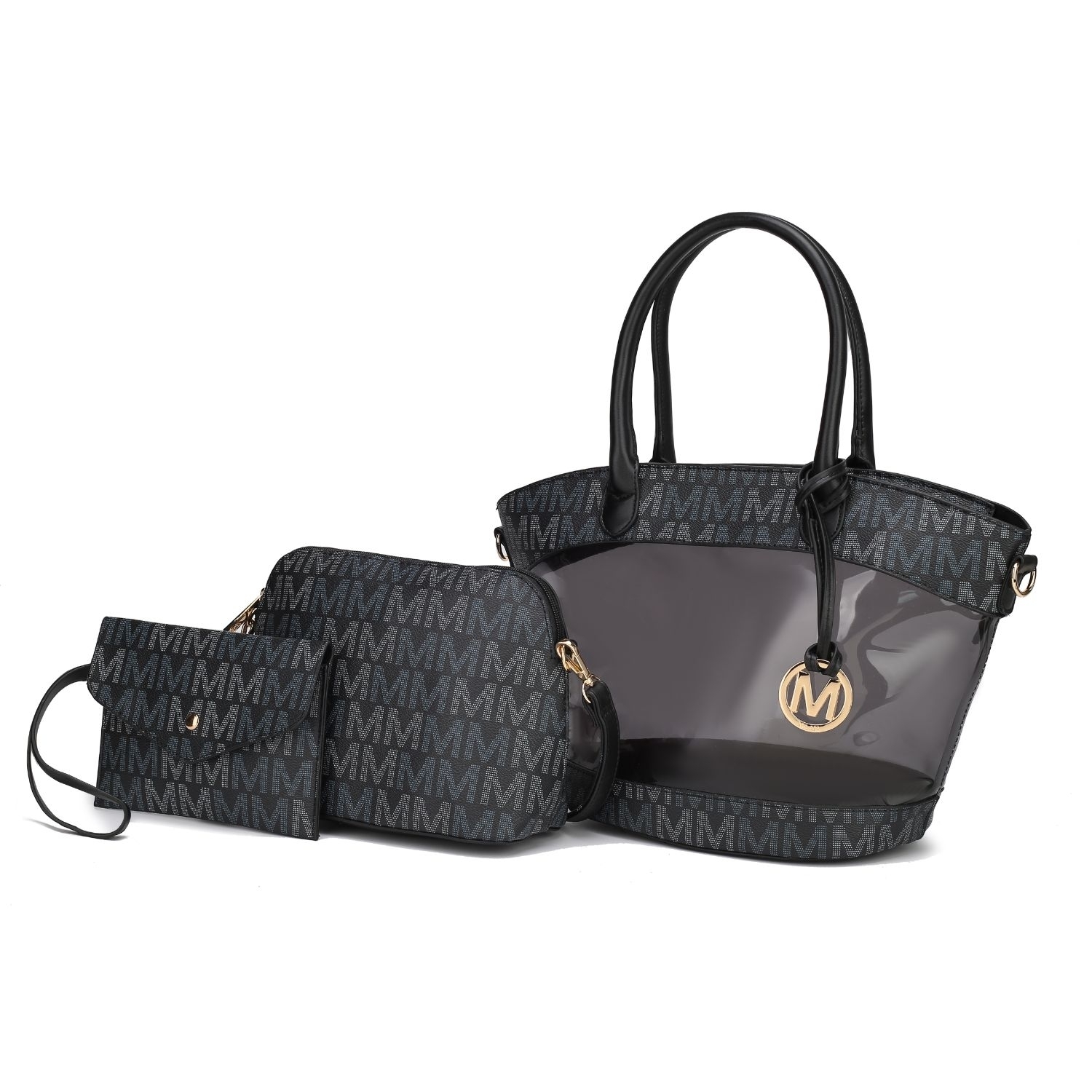 MKF Collection Hattie 3-in-1 Tote Handbag M Signature By Mia K- 3 Pieces - Black