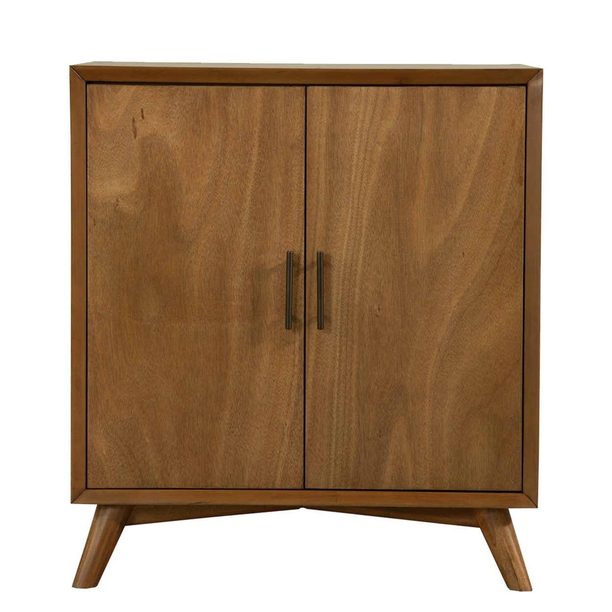 Wooden Small Bar Cabinet With Two Doors And Splayed Legs, Brown- Saltoro Sherpi
