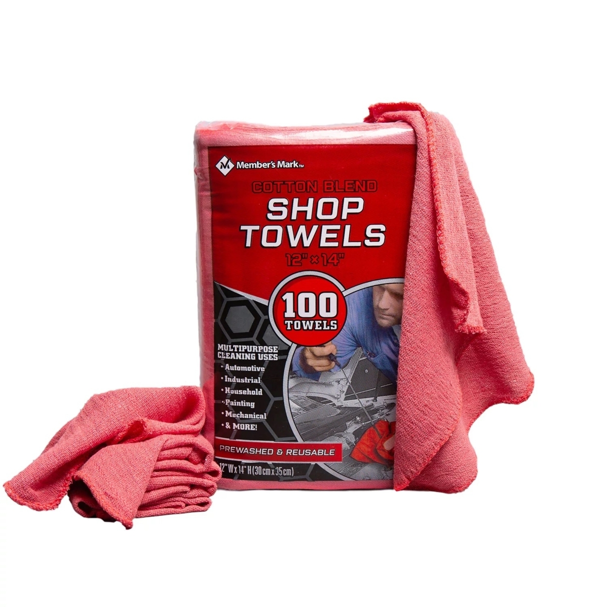 Member's Mark Commercial 12 X 14 Shop Towels, Red (100 Count)