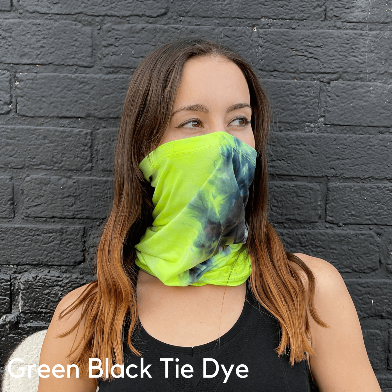 Sports Neck Gaiter Face Mask For Outdoor Activities - Green Black Tie Dye