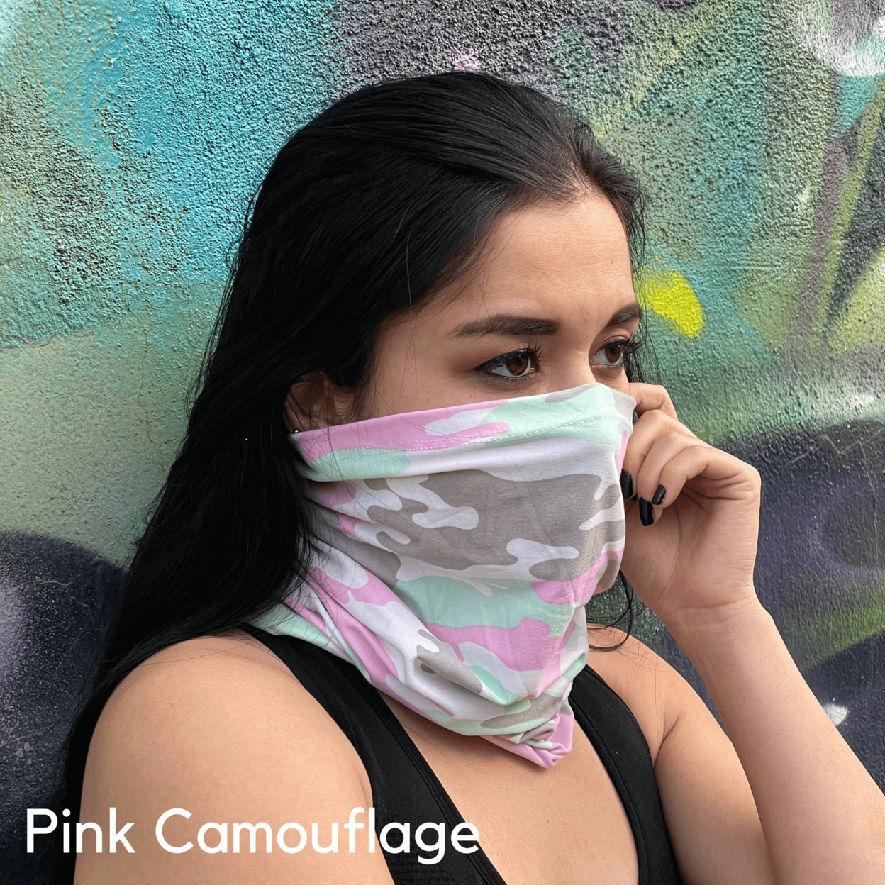 Sports Neck Gaiter Face Mask For Outdoor Activities - Pink Camouflage