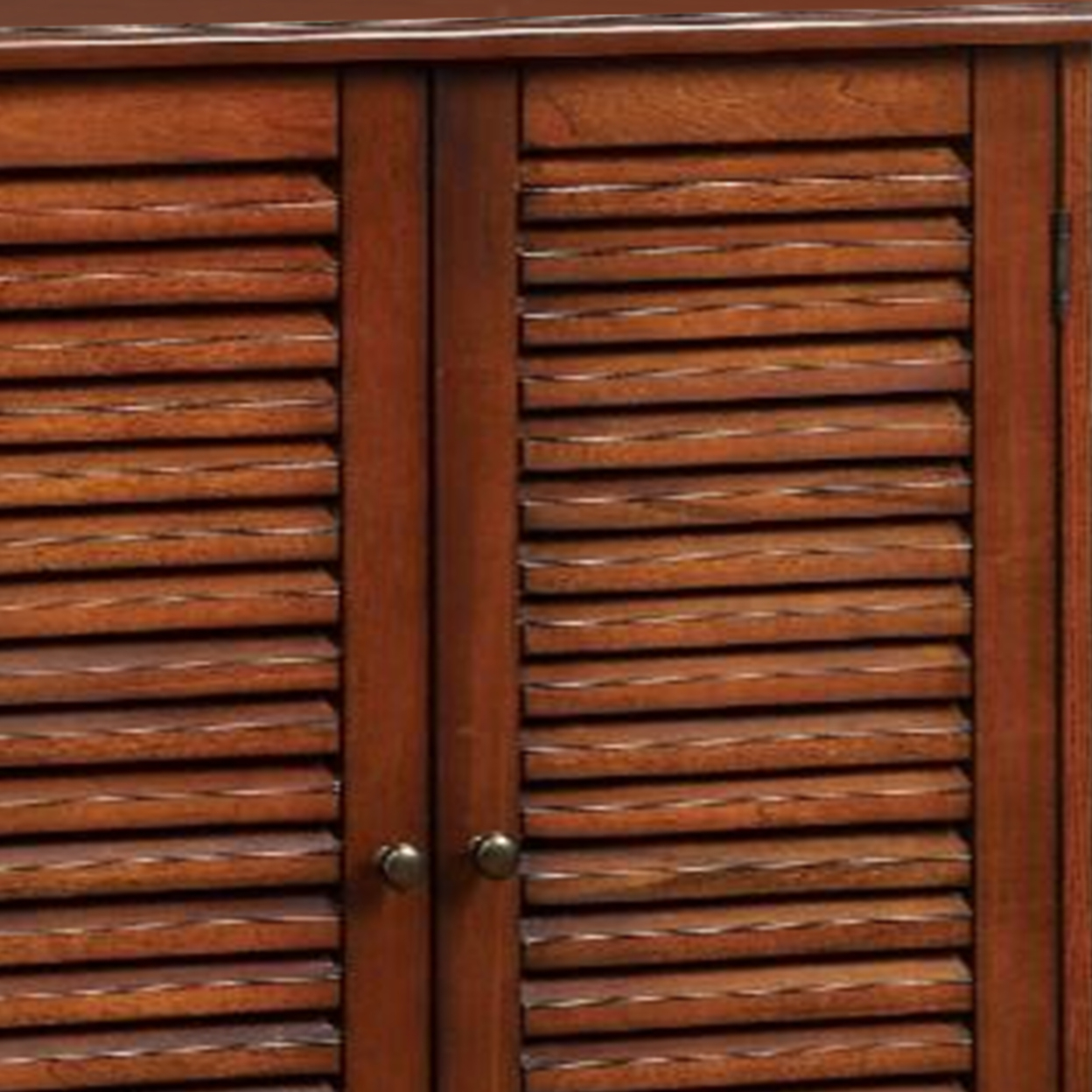 Double Door Solid Wood Shoe Cabinet With Blocked Panel Feet, Brown- Saltoro Sherpi
