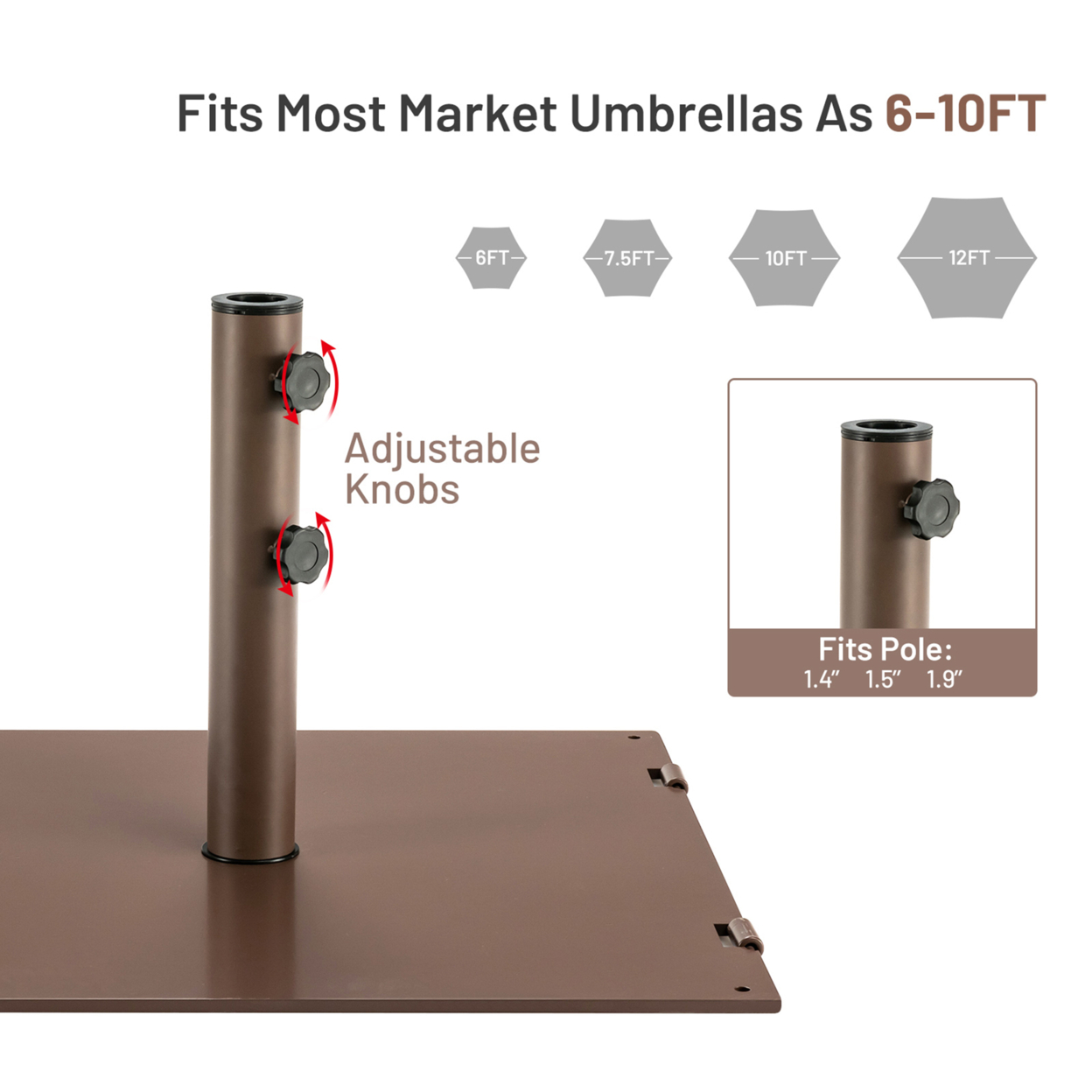 10 Ft Patio Table Market Umbrella W/ 24 Solar LED Lights & Heavy-duty Base - Tan