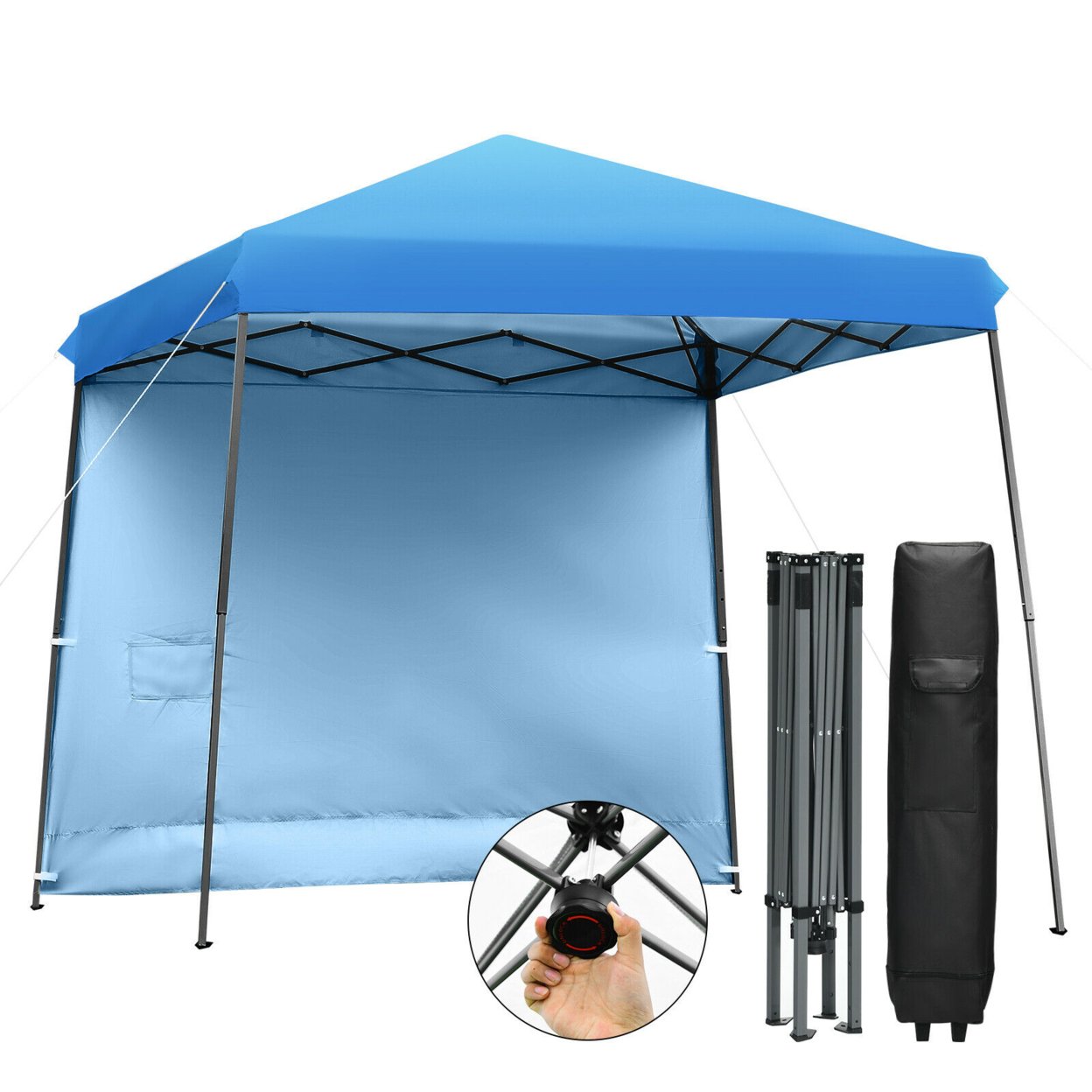 10ft X 10ft Pop Up Tent Slant Leg Canopy W/ Roll-up Side Wall - Blue
