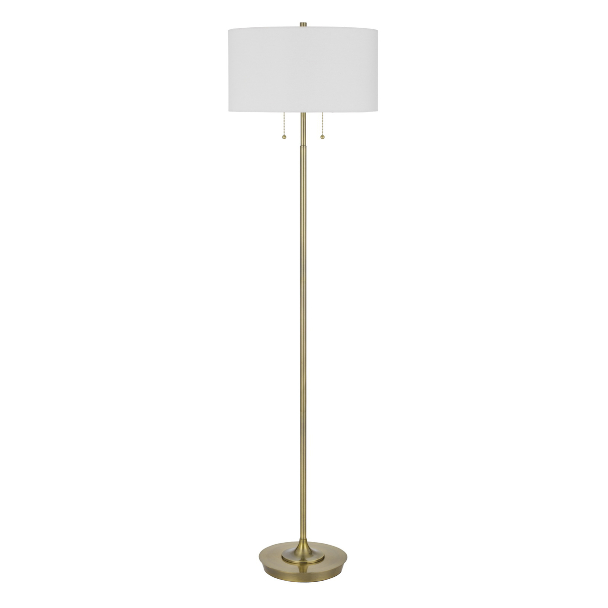 64 Inch Metal Floor Lamp With Pull Chain Switch, Brass- Saltoro Sherpi