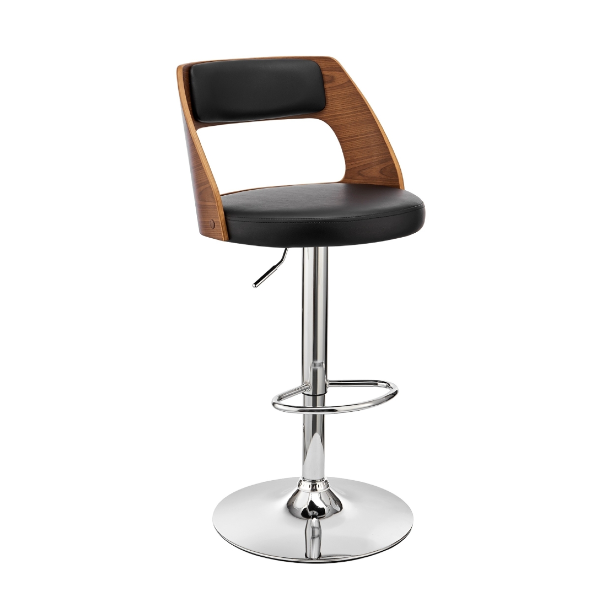 Adjustable Barstool With Open Design Wooden Back, Black And Brown- Saltoro Sherpi