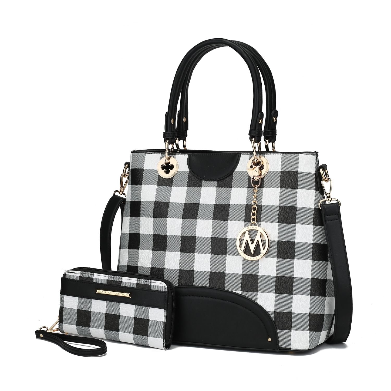 MKF Collection Gabriella Checkers Tote Handbag With Wallet By Mia K. - Black