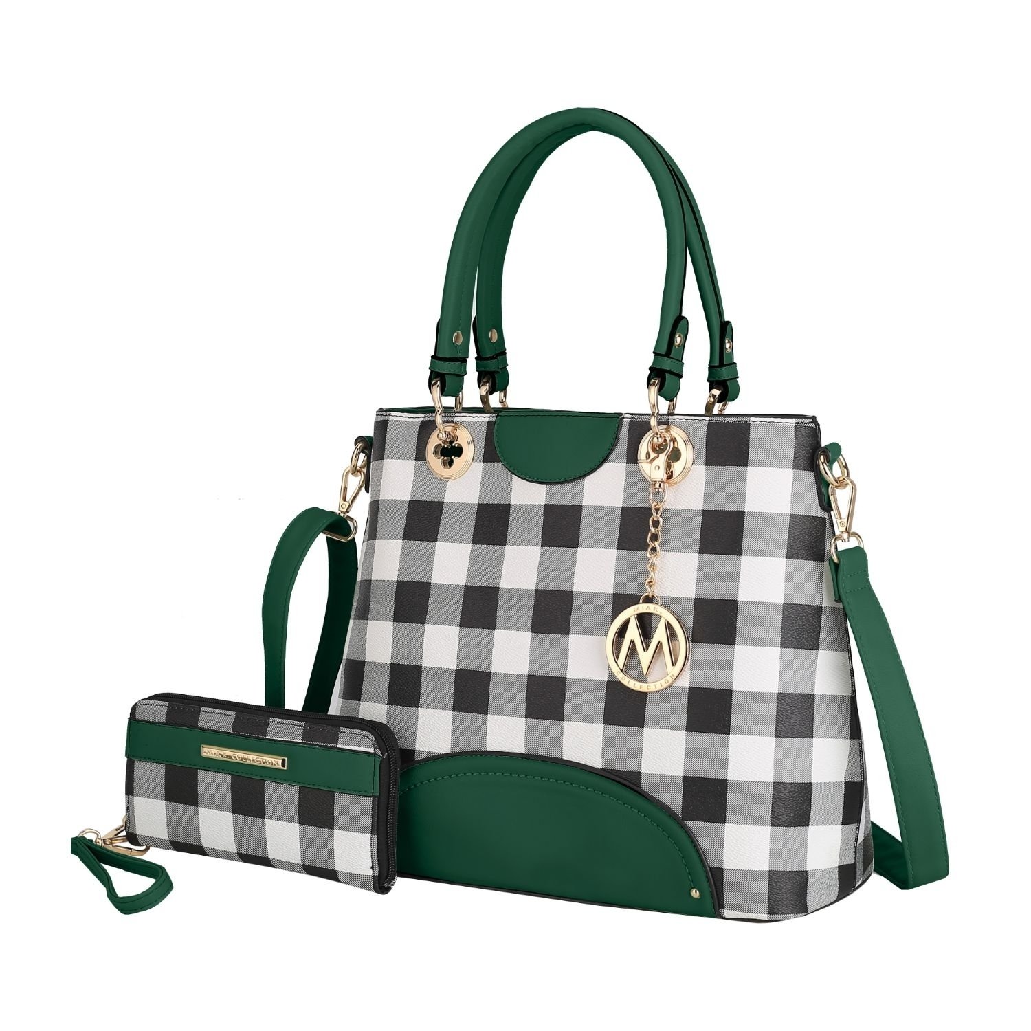 MKF Collection Gabriella Checkers Tote Handbag With Wallet By Mia K. - Cognac Brown