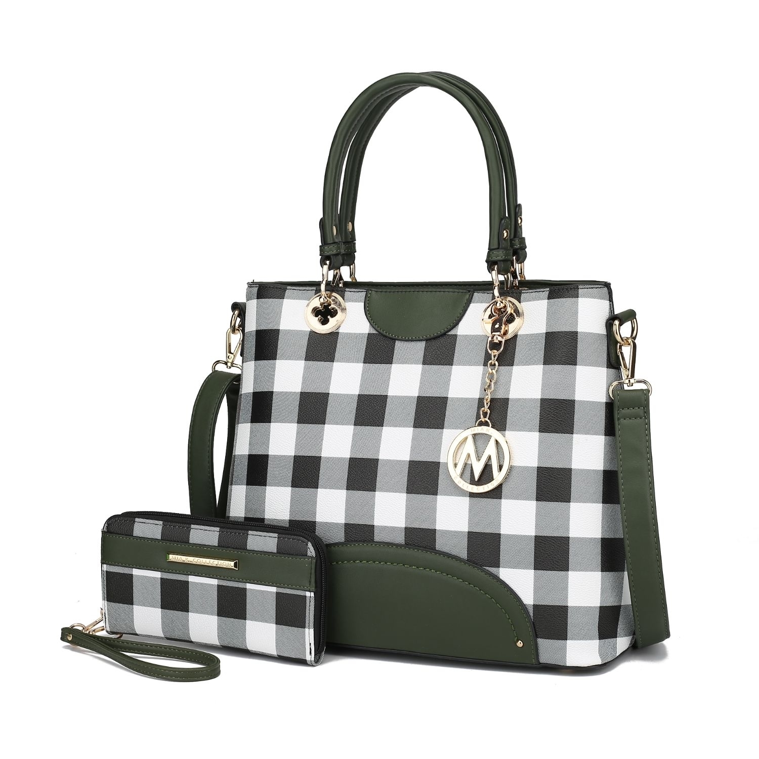 MKF Collection Gabriella Checkers Tote Handbag With Wallet By Mia K. - Olive