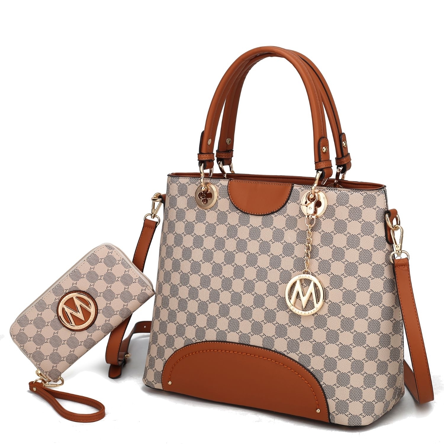 MKF Collection Gabriella Handbag With Wallet By Mia K. - Cognac Brown