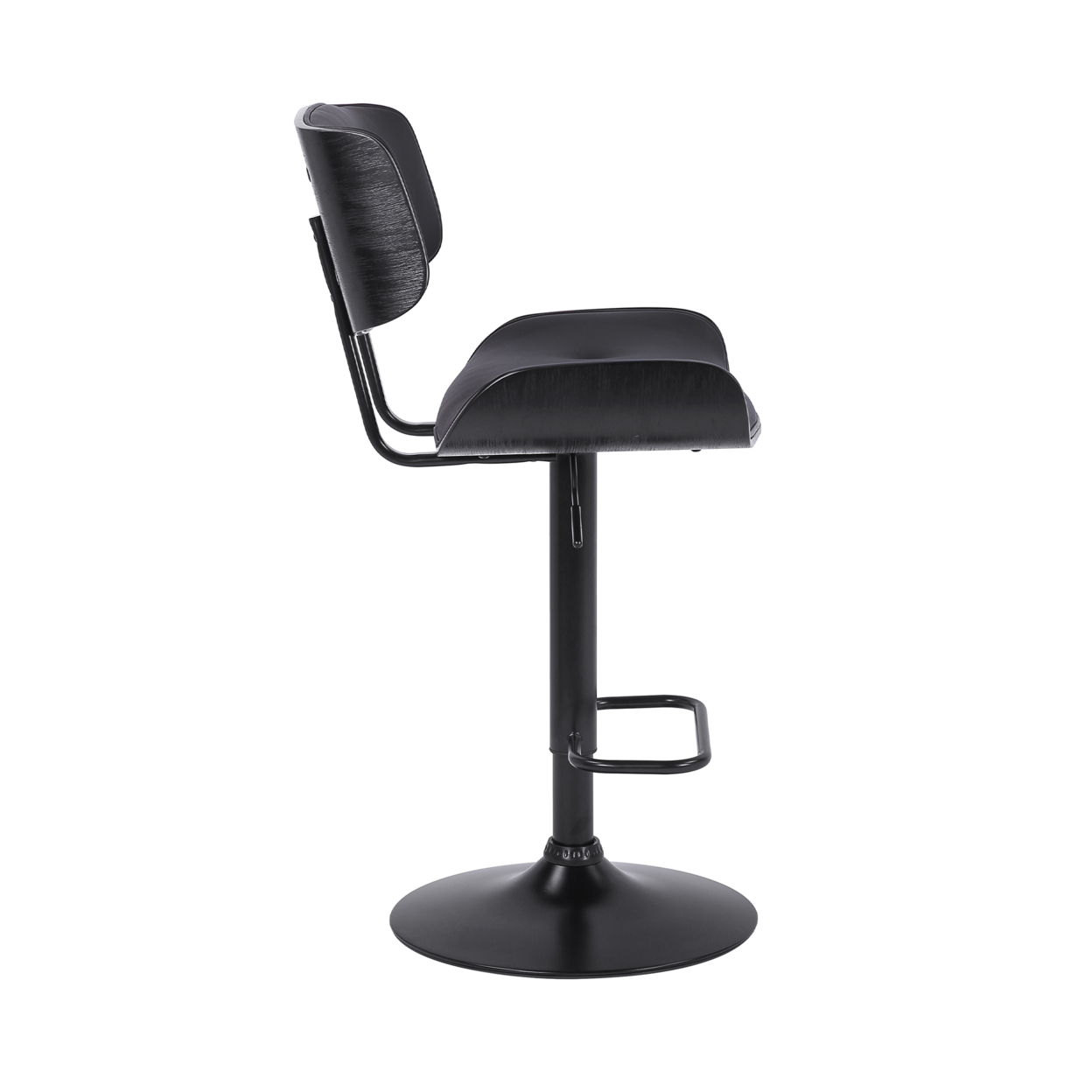 Bar Stool With Leatherette Button Tufted Back And Seat, Black- Saltoro Sherpi
